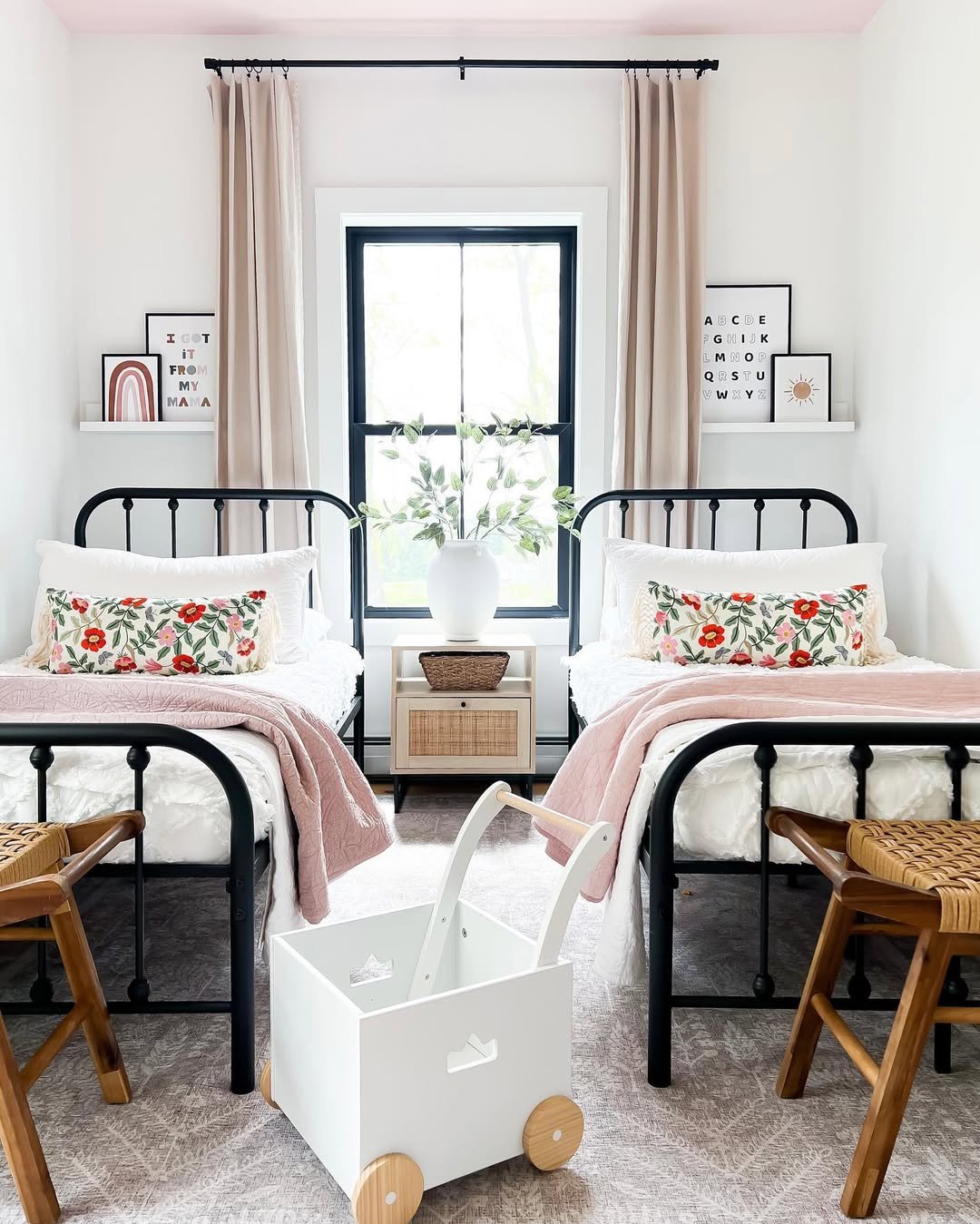 Cottage beds made of black iron