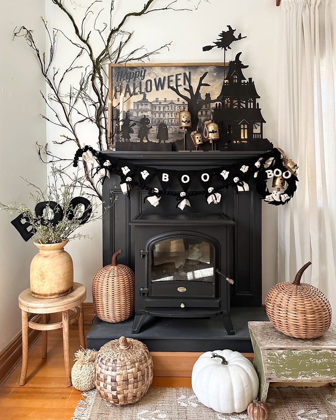 Cozy Cottage Halloween Fireplace Decor