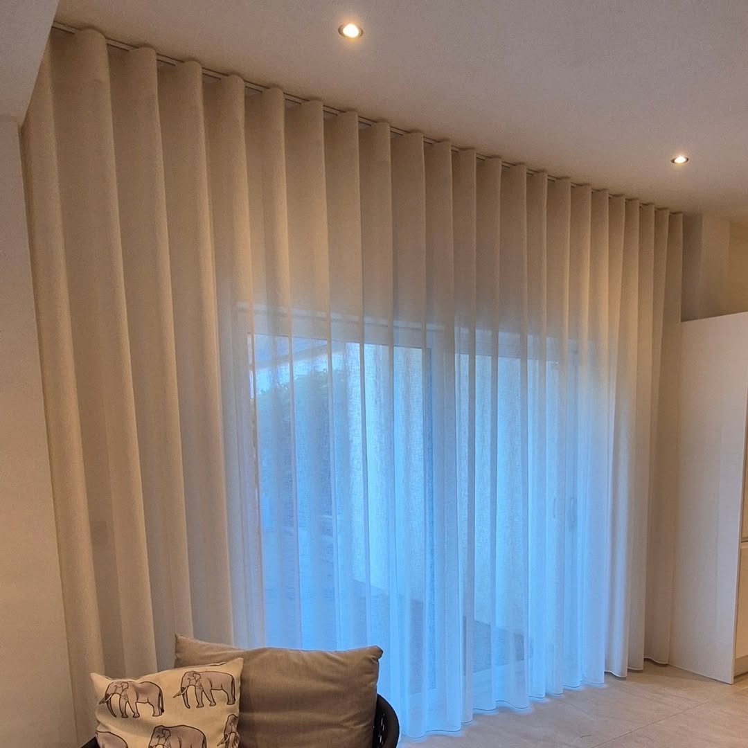 Cream Sheer Wave-Pleat Curtains