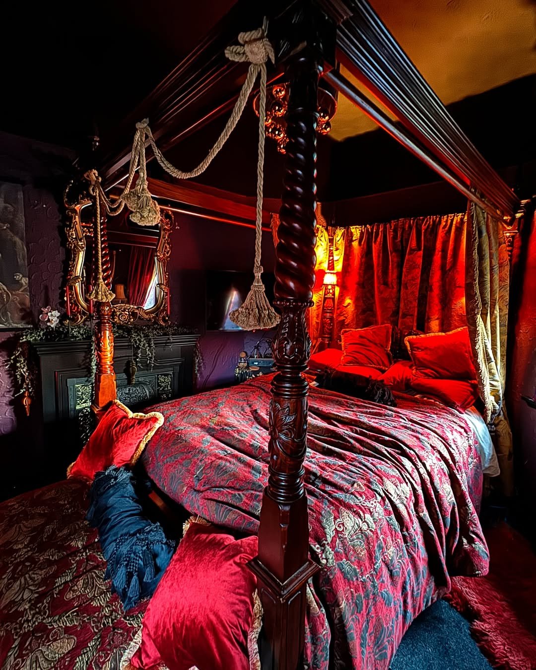 Crimson Den with a Four-Poster