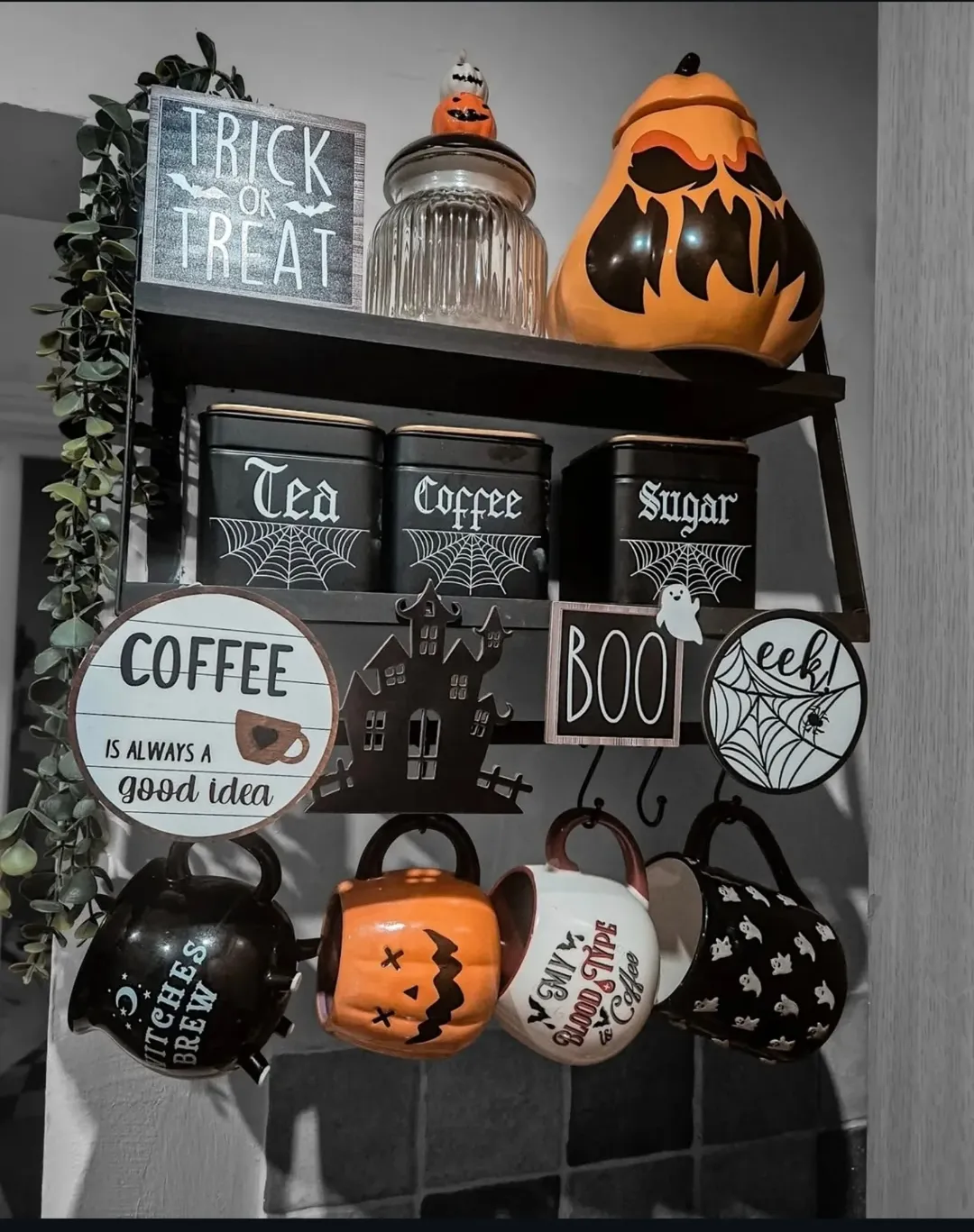 Crowded Coffee Station Mug Storage