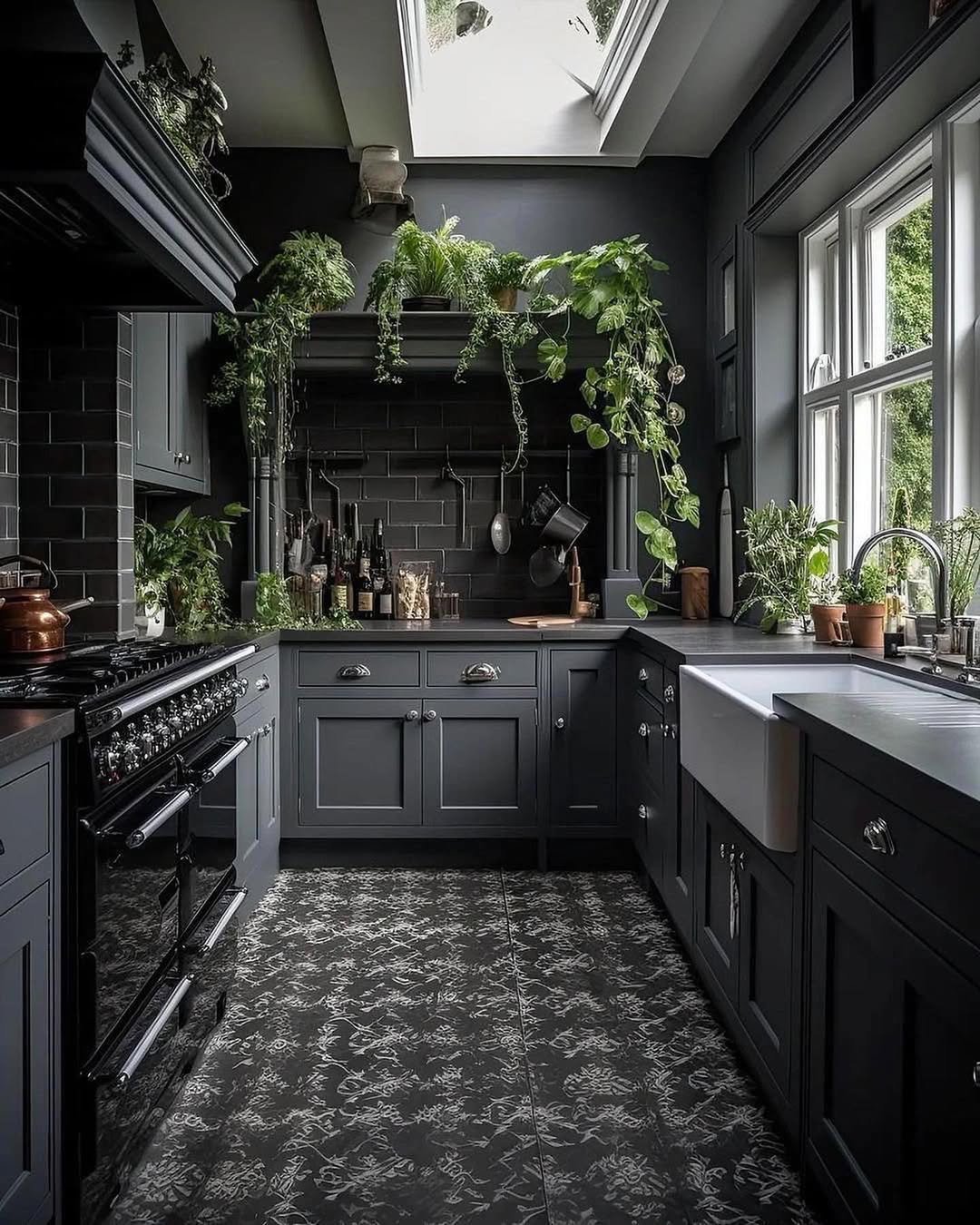 Dark Bohemian Galley Kitchen