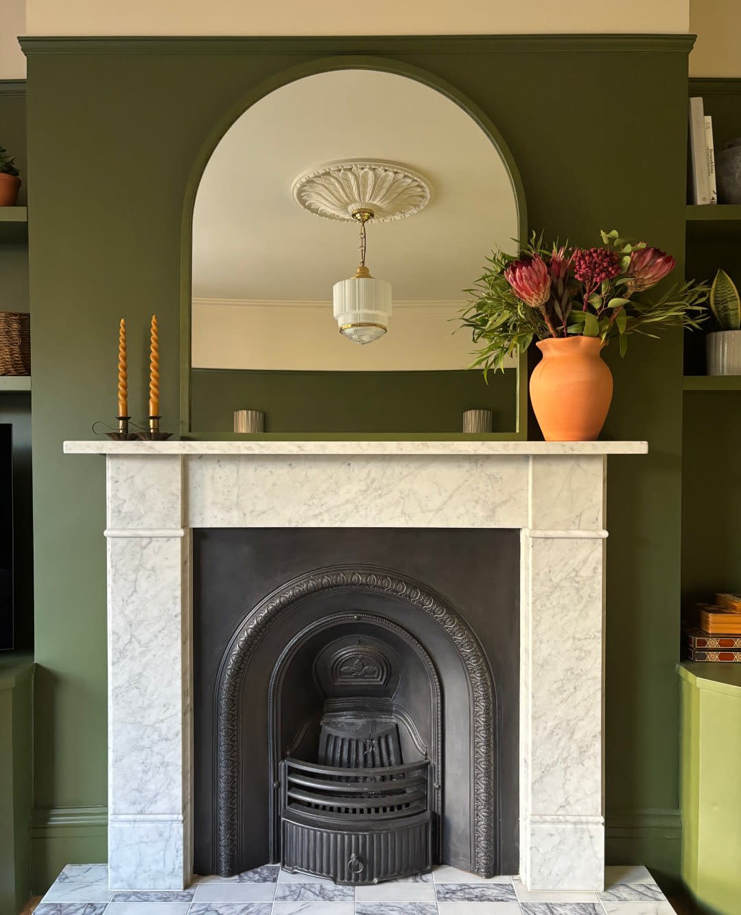 Deep Olive Marble Mantel
