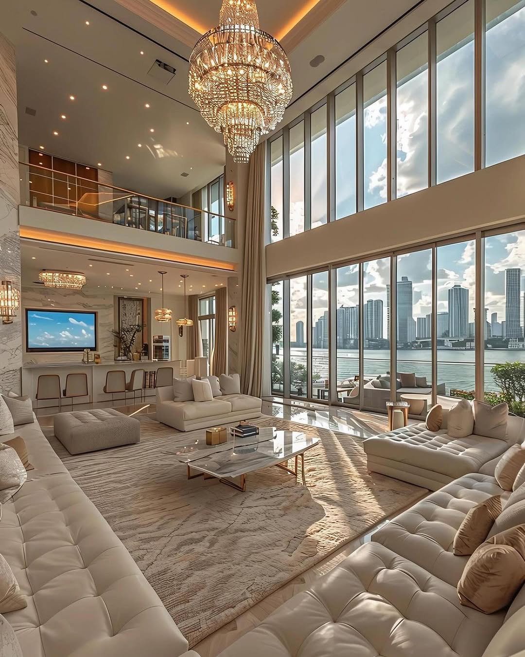 Double-Height Waterfront Room