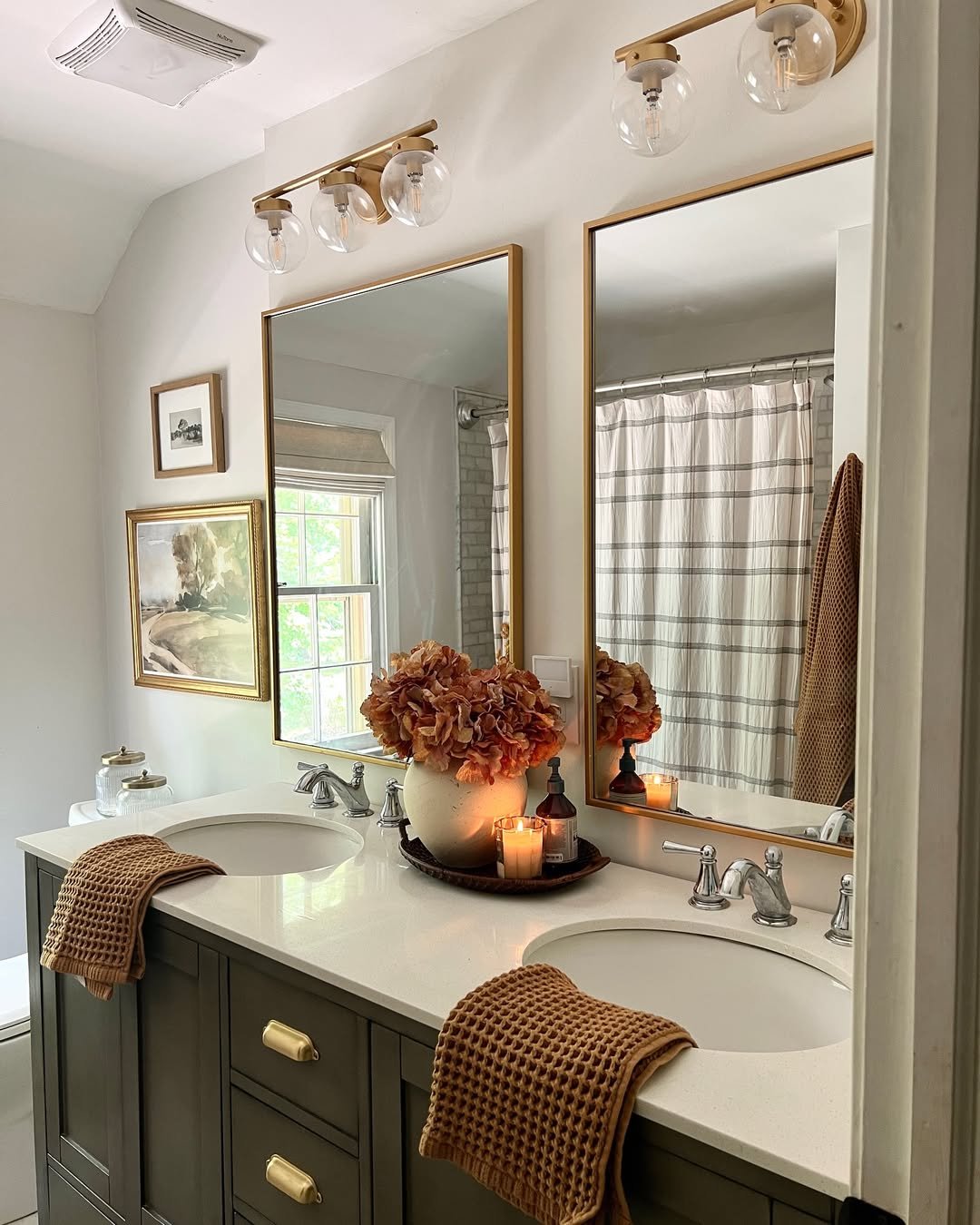 Double Vanity Styling With Candles and Symmetry