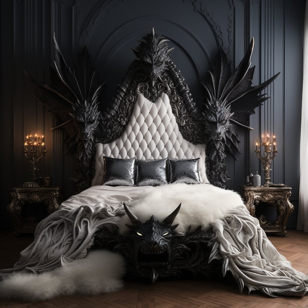 Dragon-Themed Throne Bed