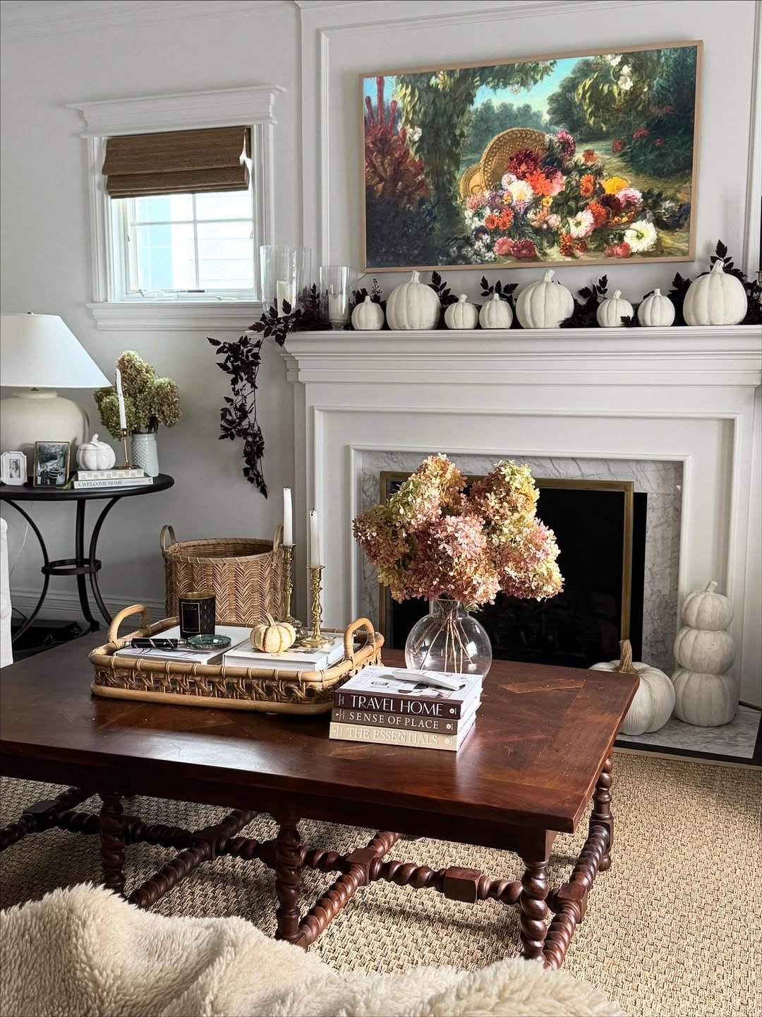 Dried Hydrangeas on the Mantel
