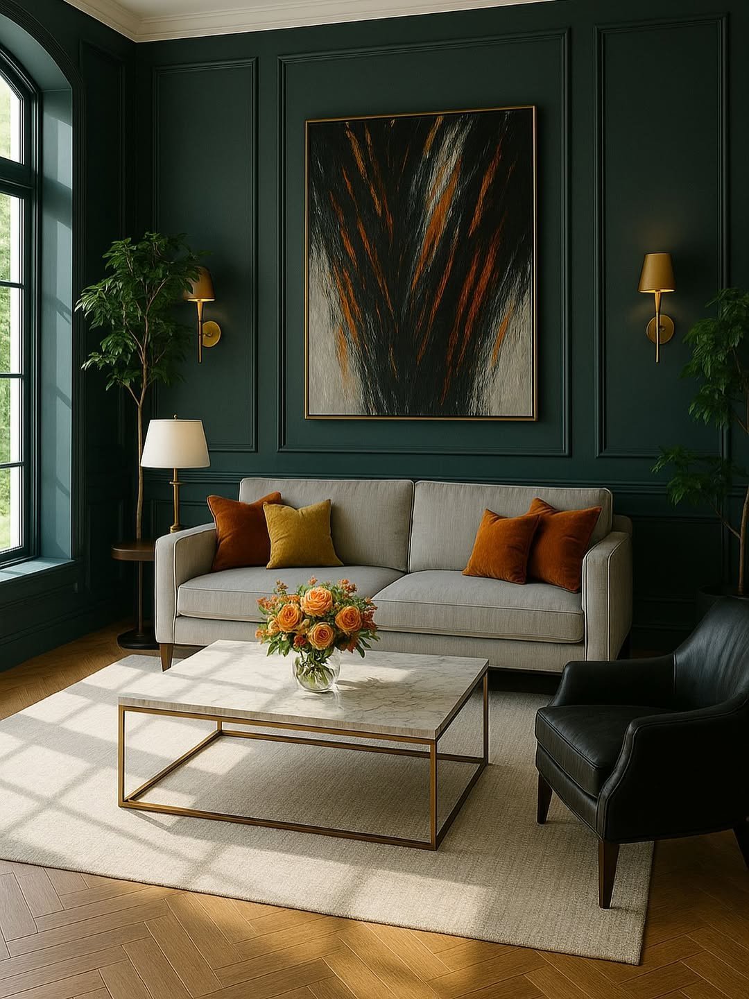 Emerald Panelled Living Room