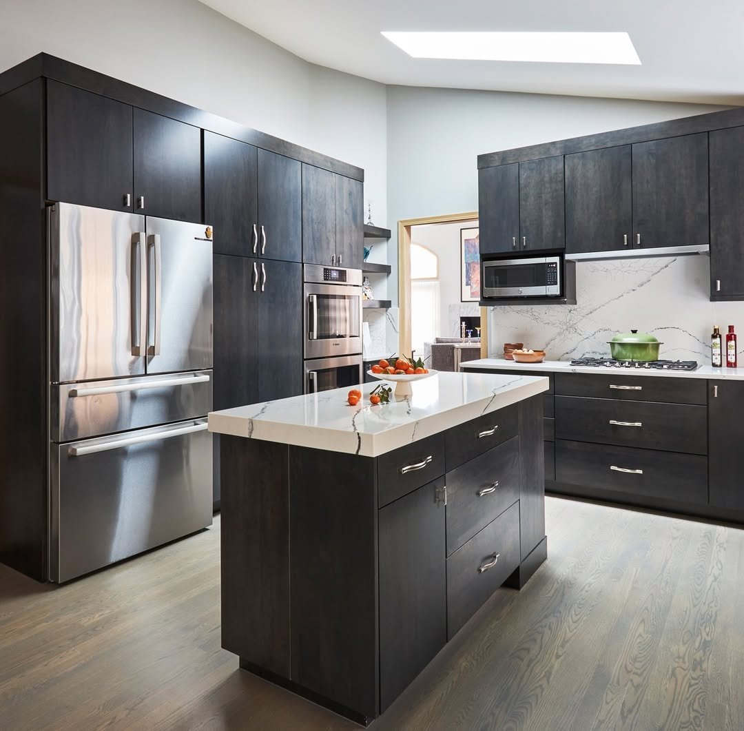 Espresso Cabinets Under a Skylight