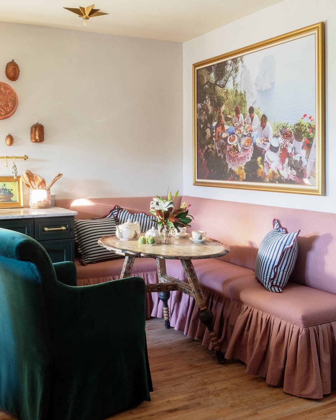 European Pink Gingham Kitchen Nook
