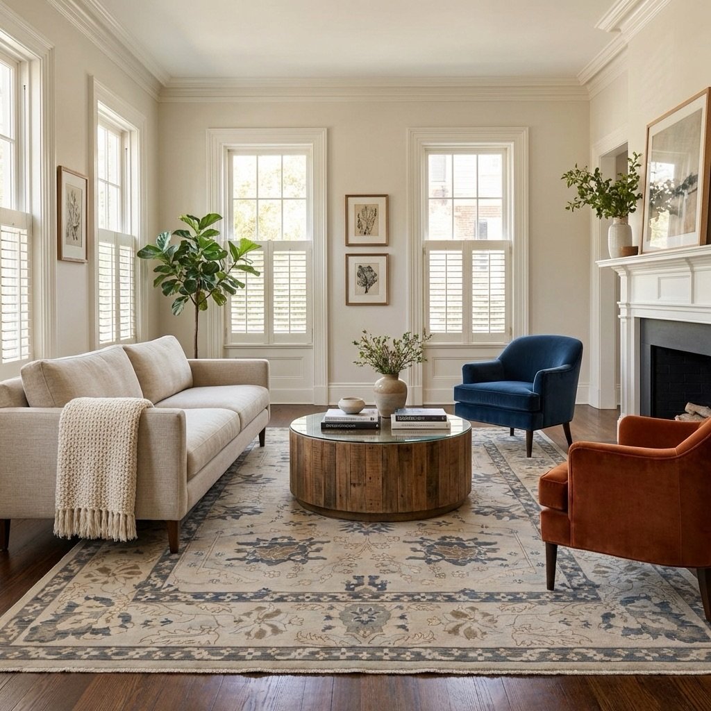 Faded Blue Oushak Rug