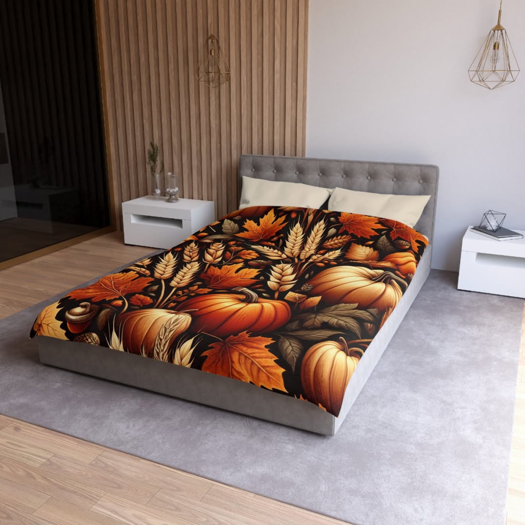 Fall Duvet with Dark Harvest Pumpkins