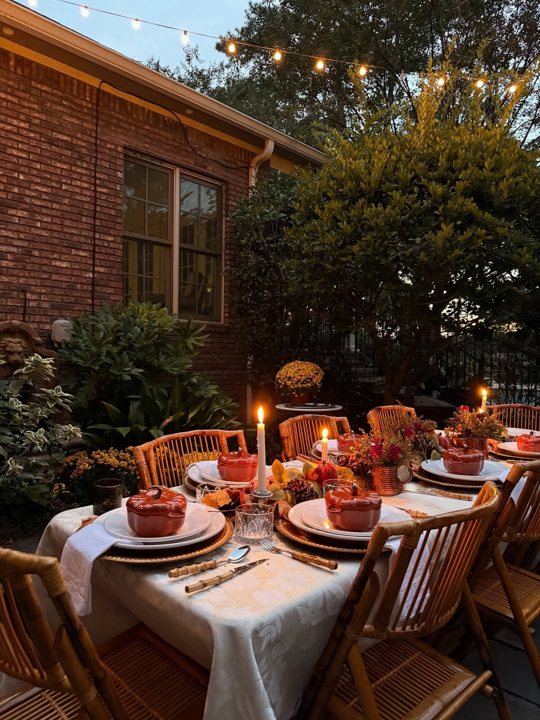 Fall Patio Table Candlelight