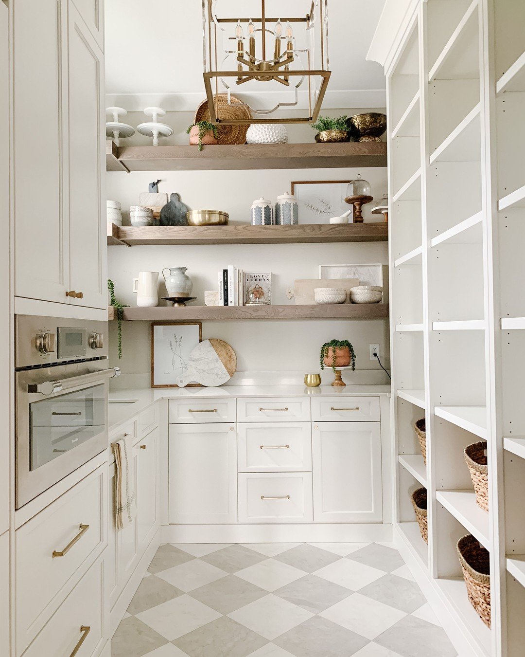 Farmhouse Pantry With Open Shelves