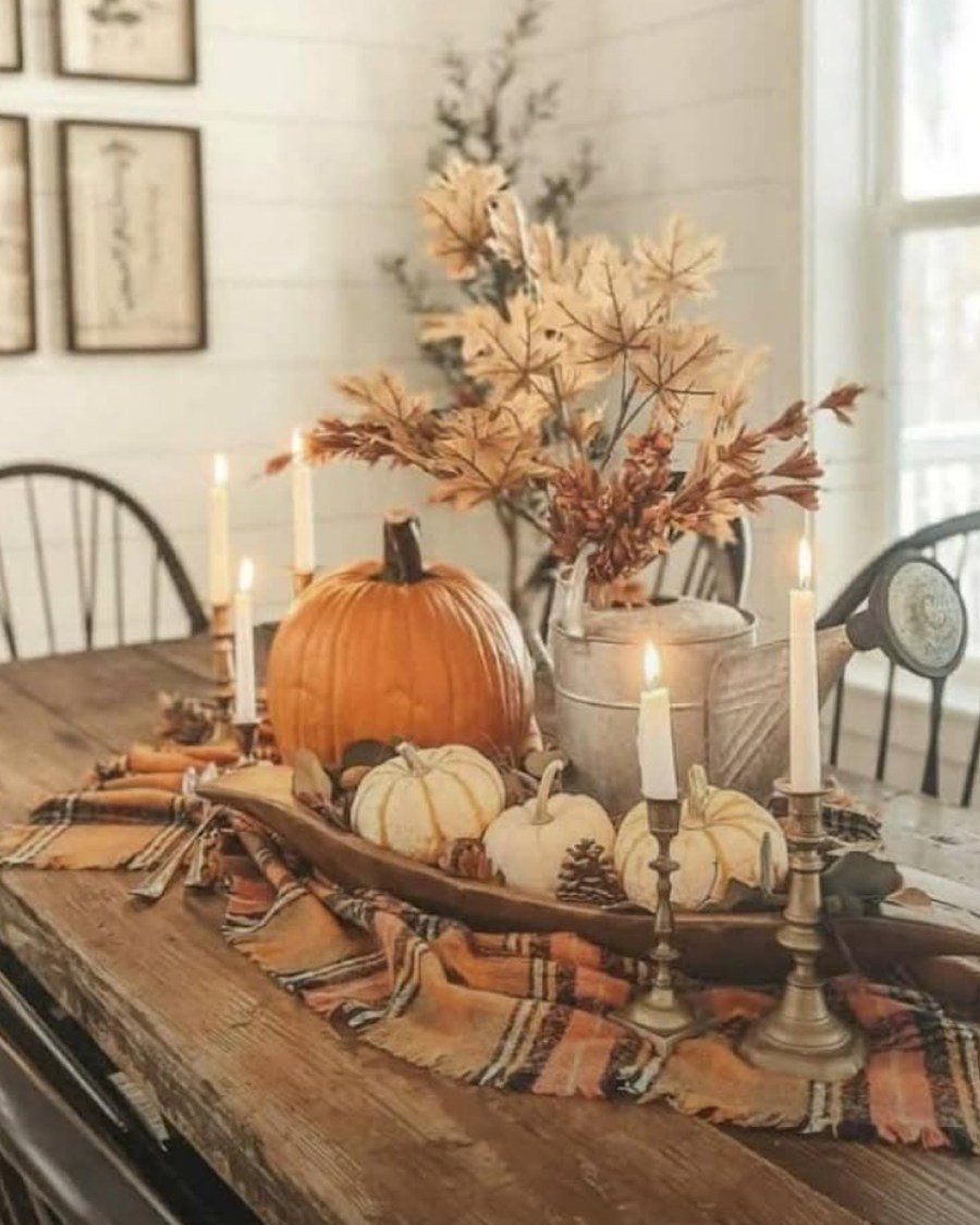 Farmhouse Plaid Table Centerpiece
