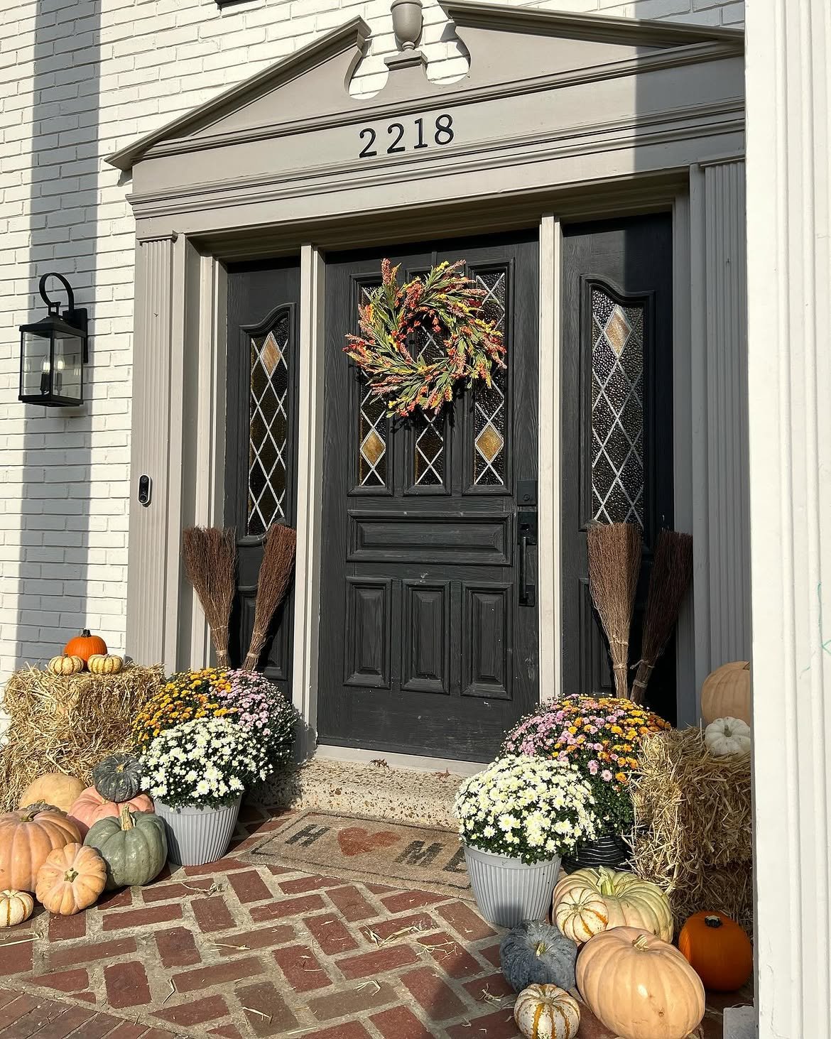 Flat Porch Entry with Hay Bales and Pumpkins