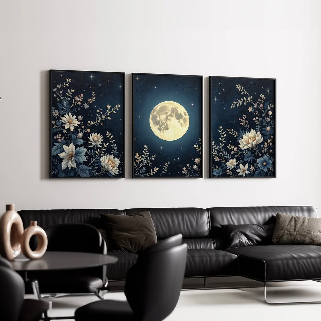 Floral Moonlight Triptych