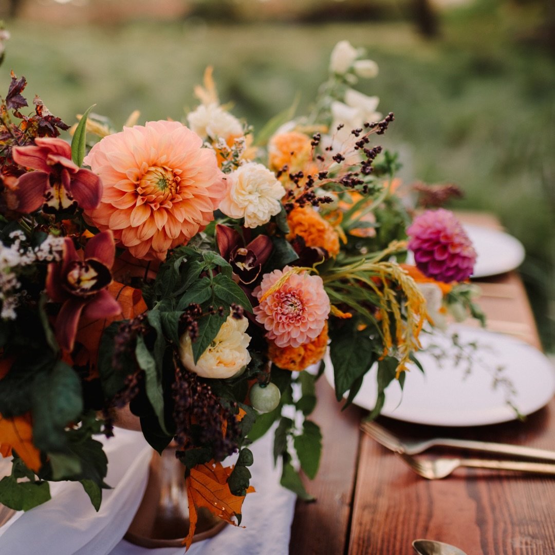 Garden Dahlias as a Centerpiece