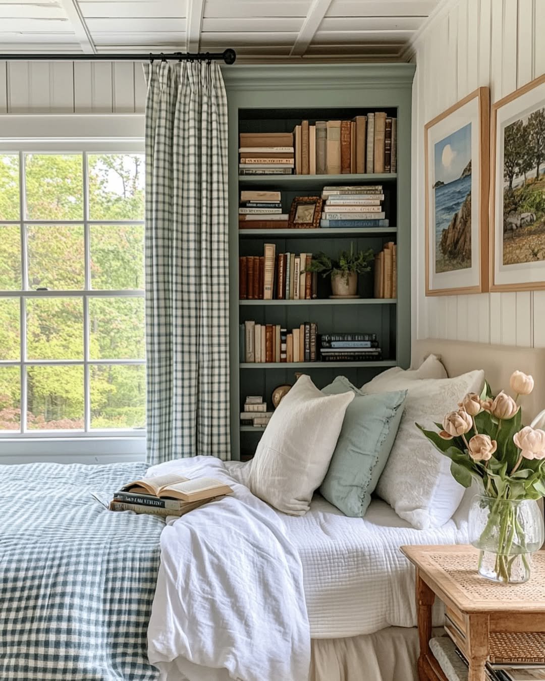 Gingham Bedroom with a Garden View
