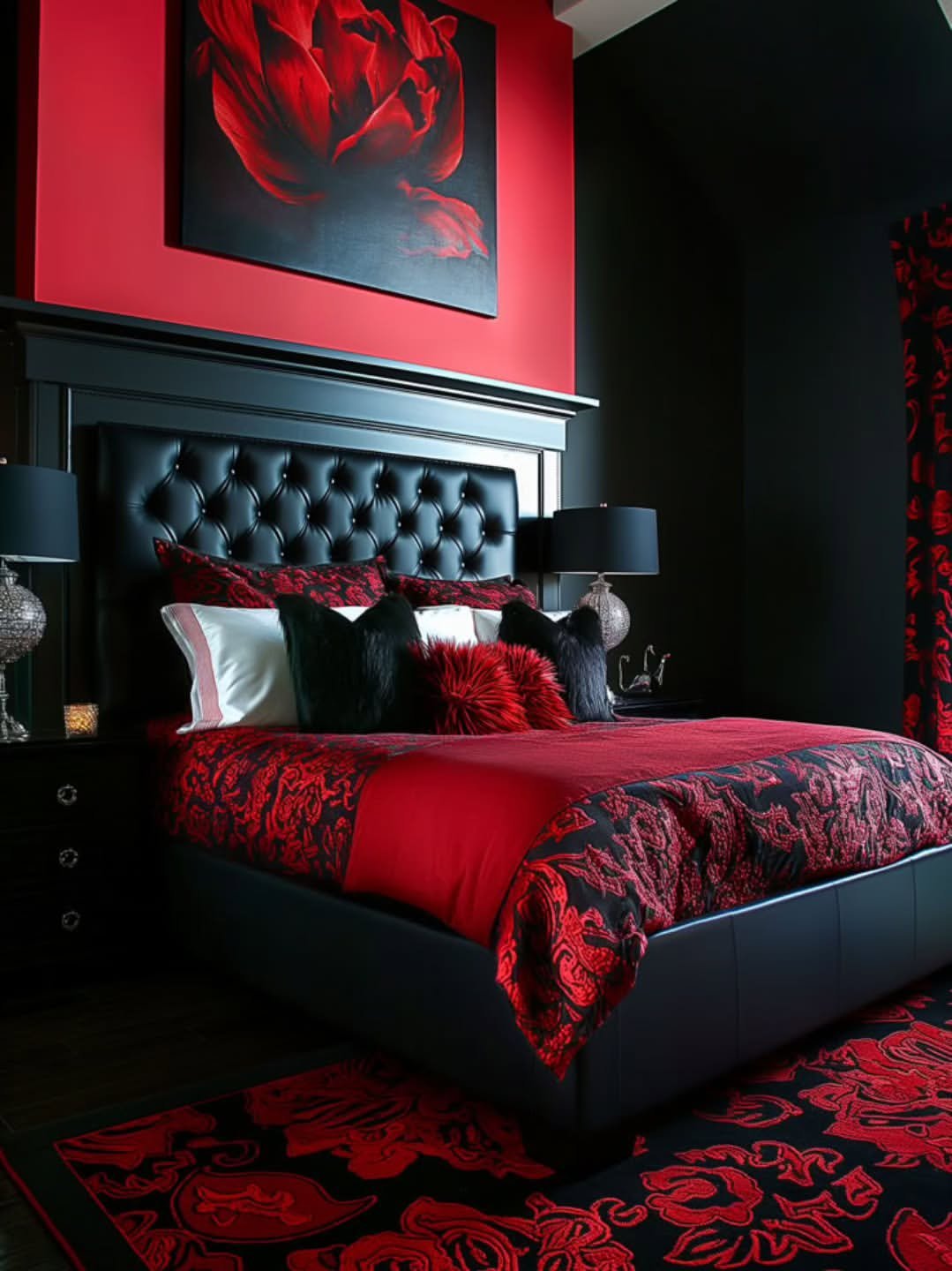 Glam Red and Black Bedroom