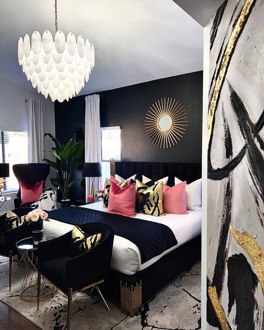 Glamorous Contrast Bedroom