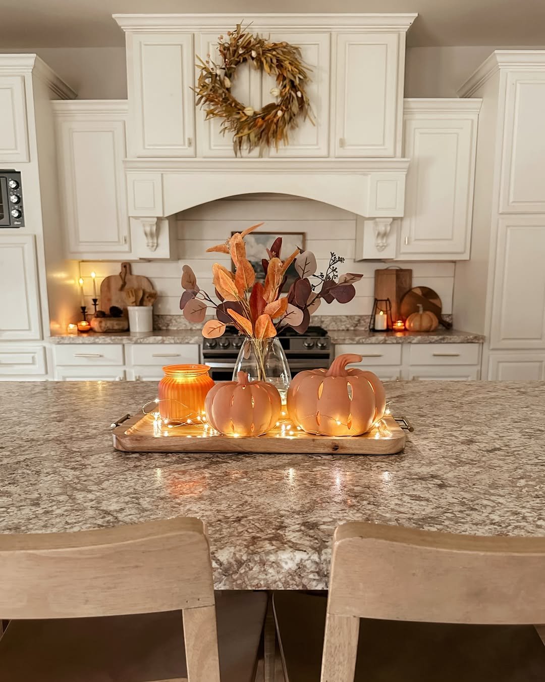 Glowing Kitchen Island After Dark