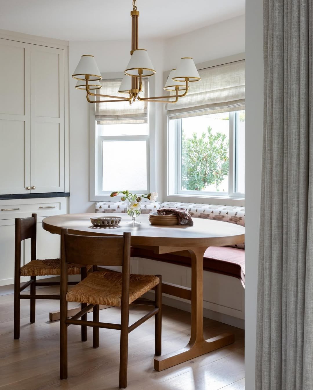 Gold Chandelier Banquette Nook