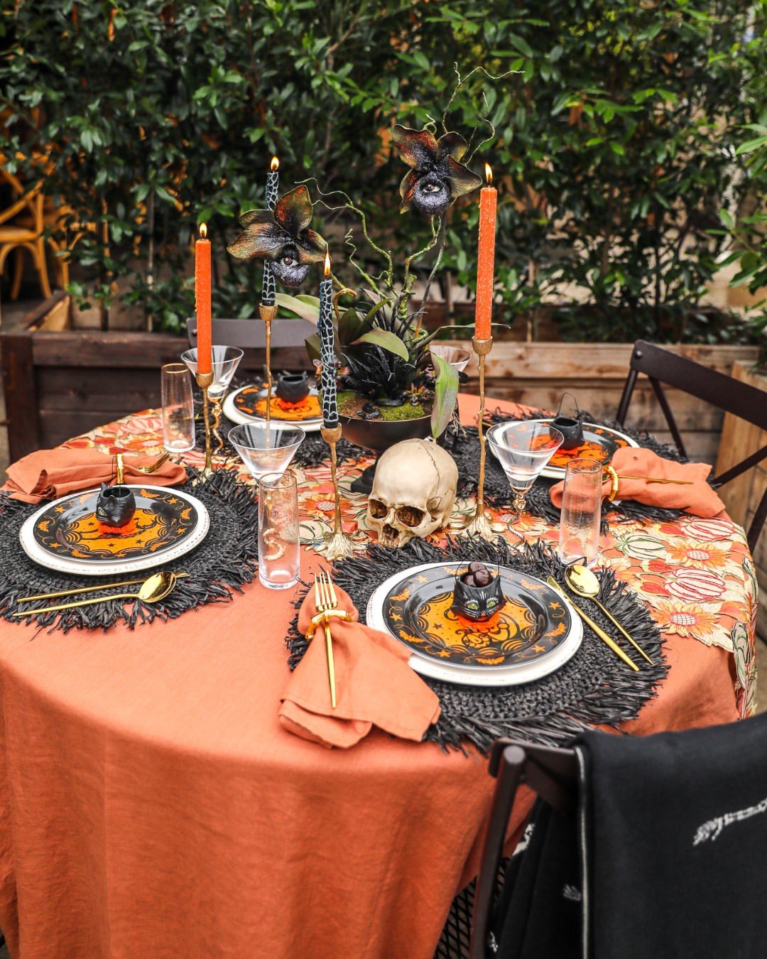 Gold Flatware on an Orange Table