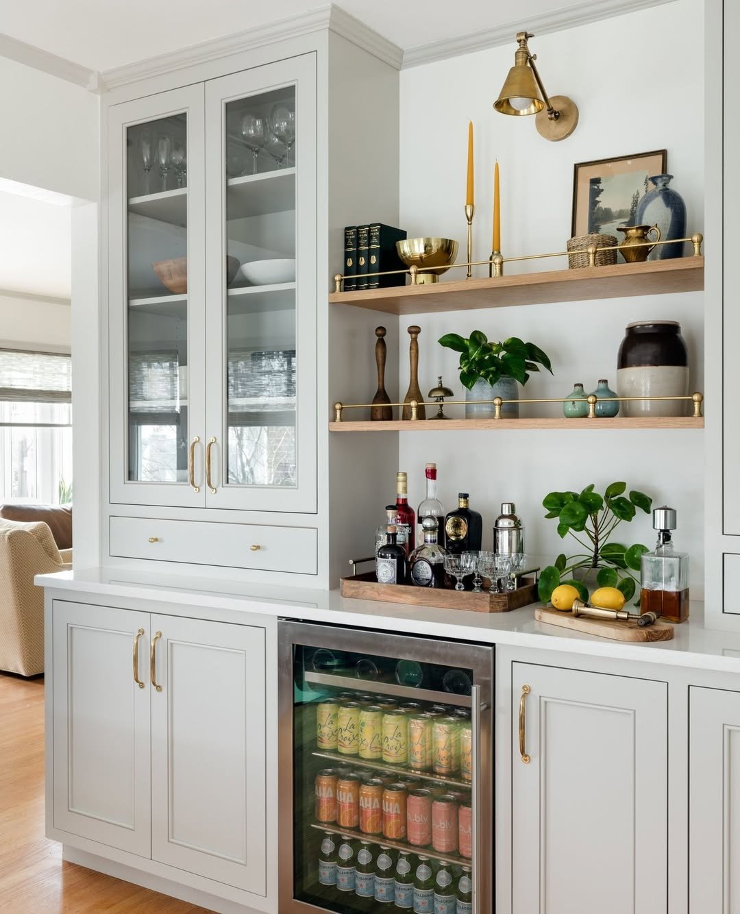 Gray White Glass Cabinet Wall