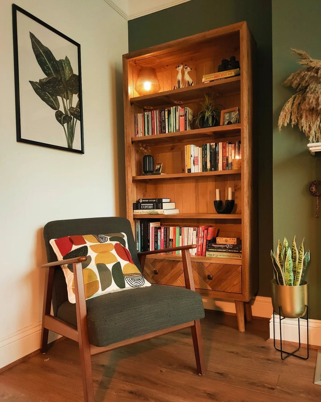 Green Mid-Century Reading Area