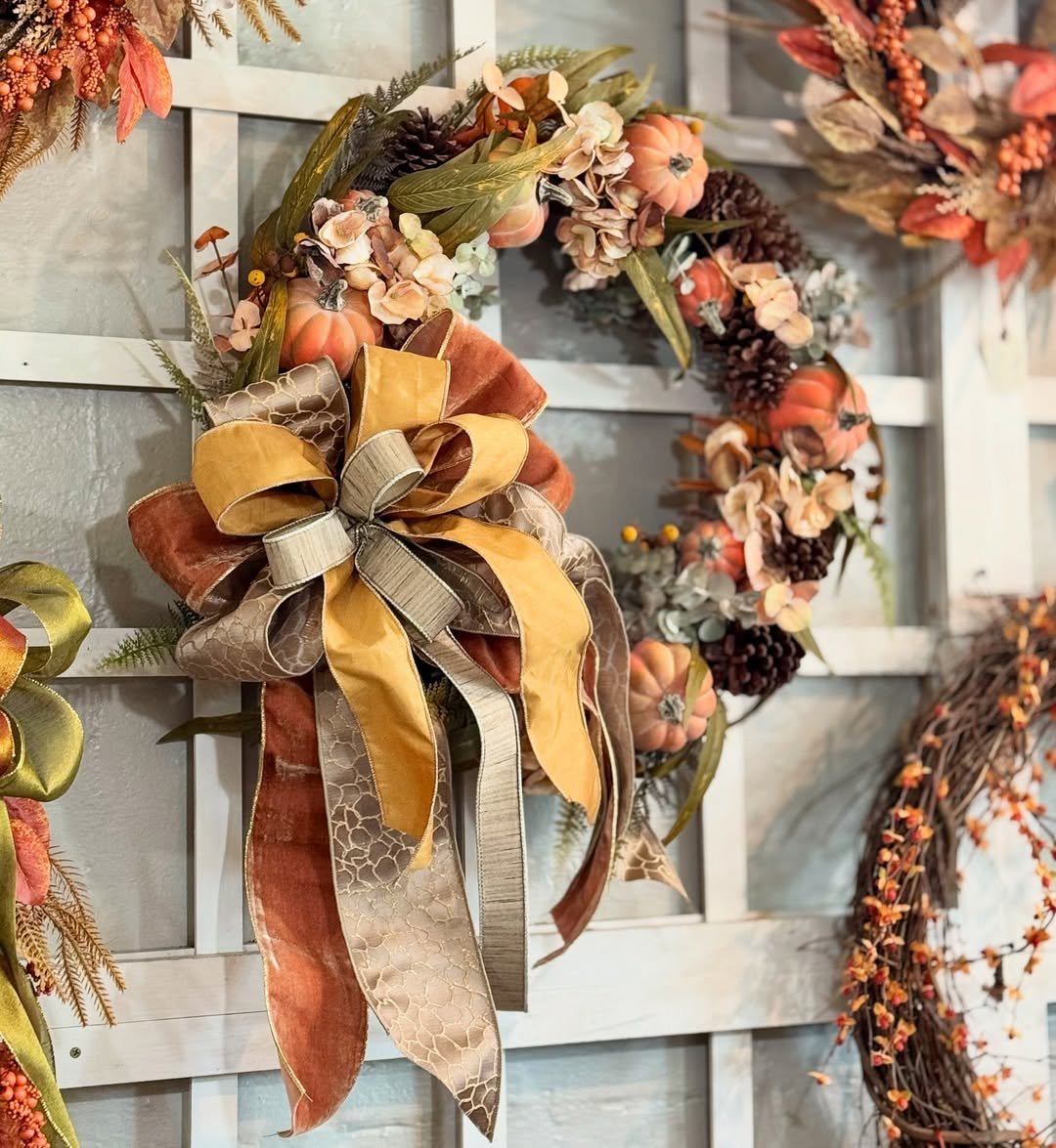 Harvest Wreath with Velvet Ribbon