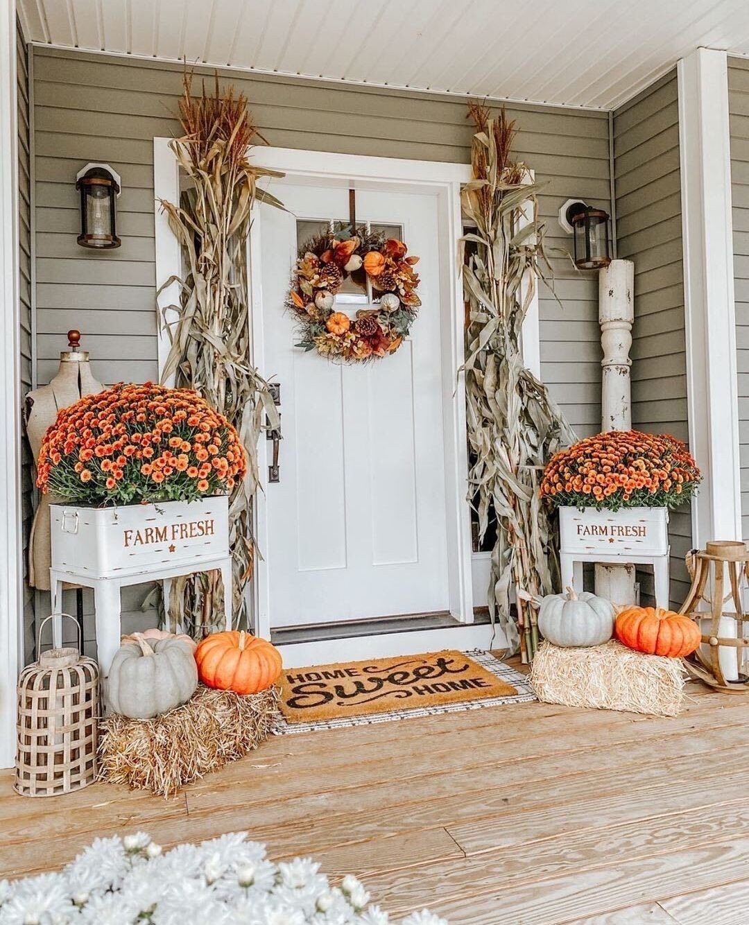 Hay Bale Display for an Empty Porch