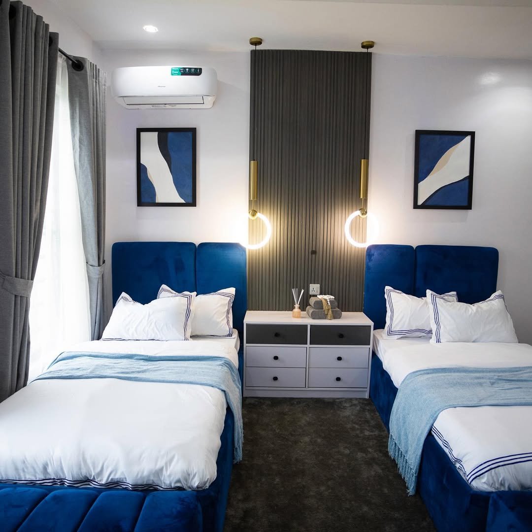 Hotel Inspired Navy Twin Bedroom