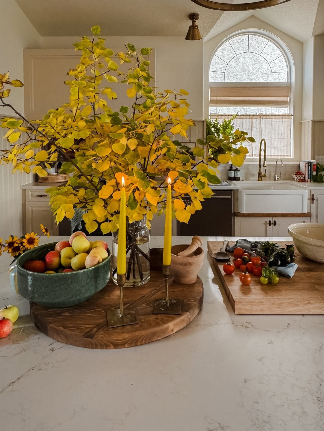 Kitchen with Golden Aspen Branches