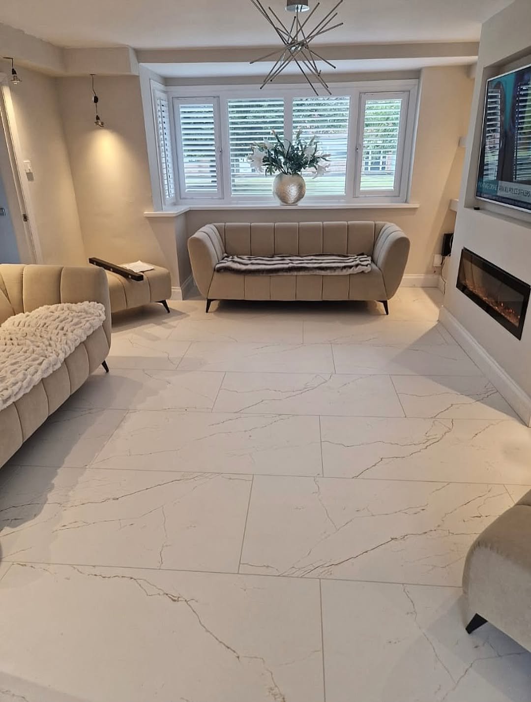 Large-Format White Statuario Floor Tile