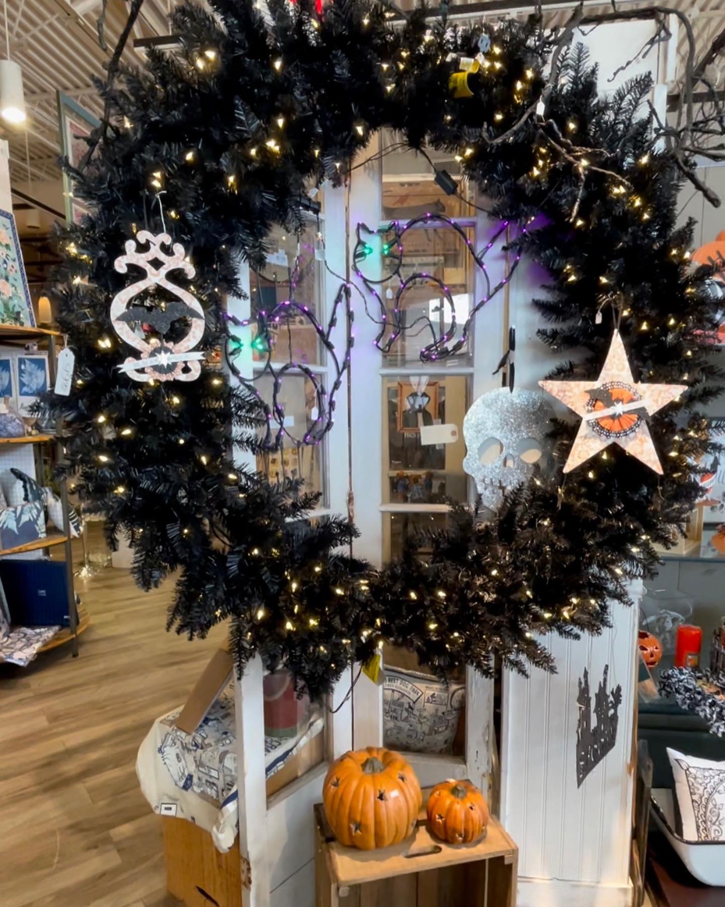Layered Lighted Storefront Wreath