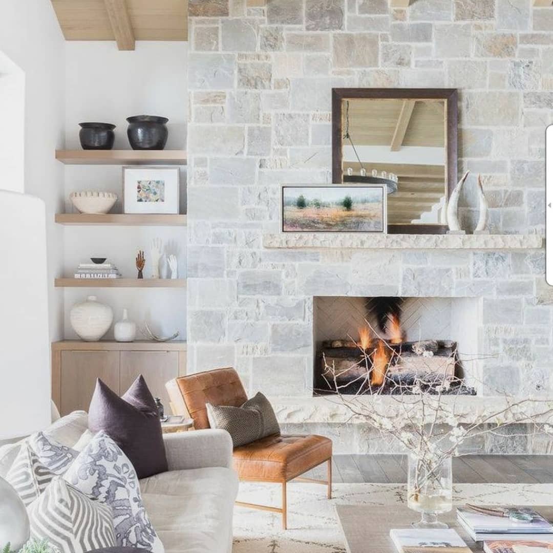 Limestone Ledgestone Fireplace
