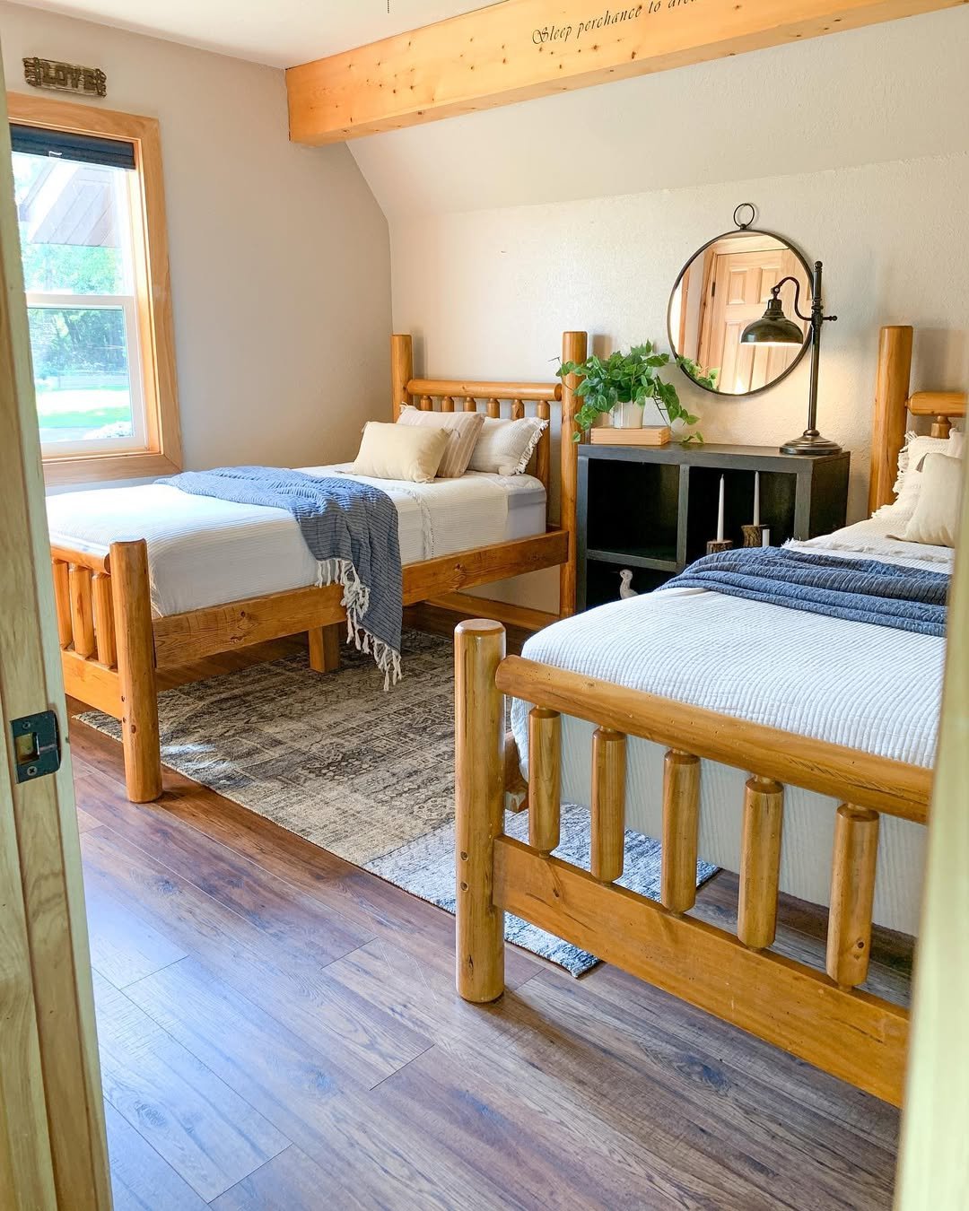 Log Frame Twin Beds