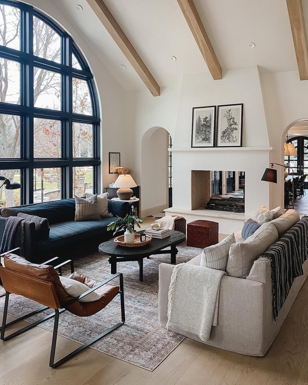 Lounge with an Arched Window