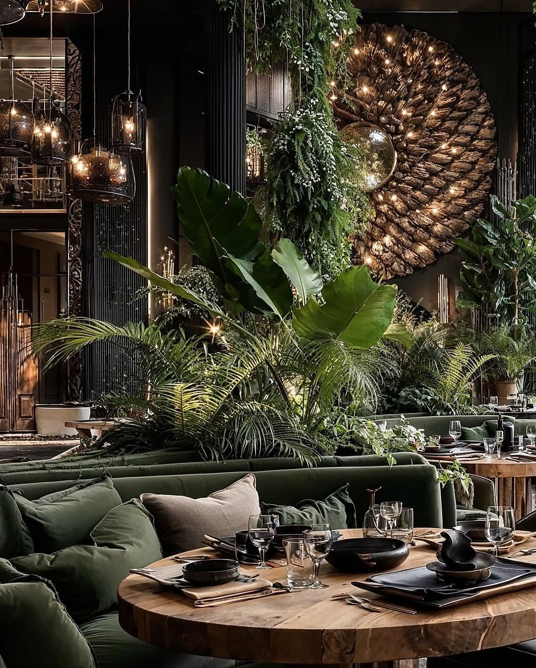 Lush Midnight Dining Space
