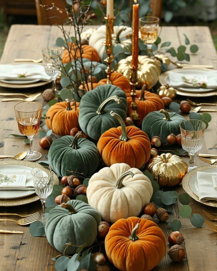 Luxe Fall Velvet Pumpkin Table