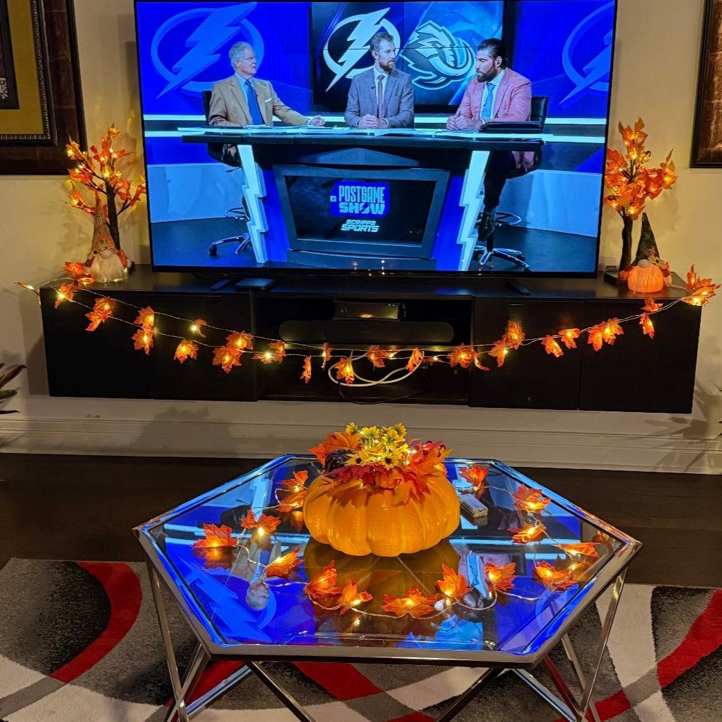 Maple Garland Above the TV Console