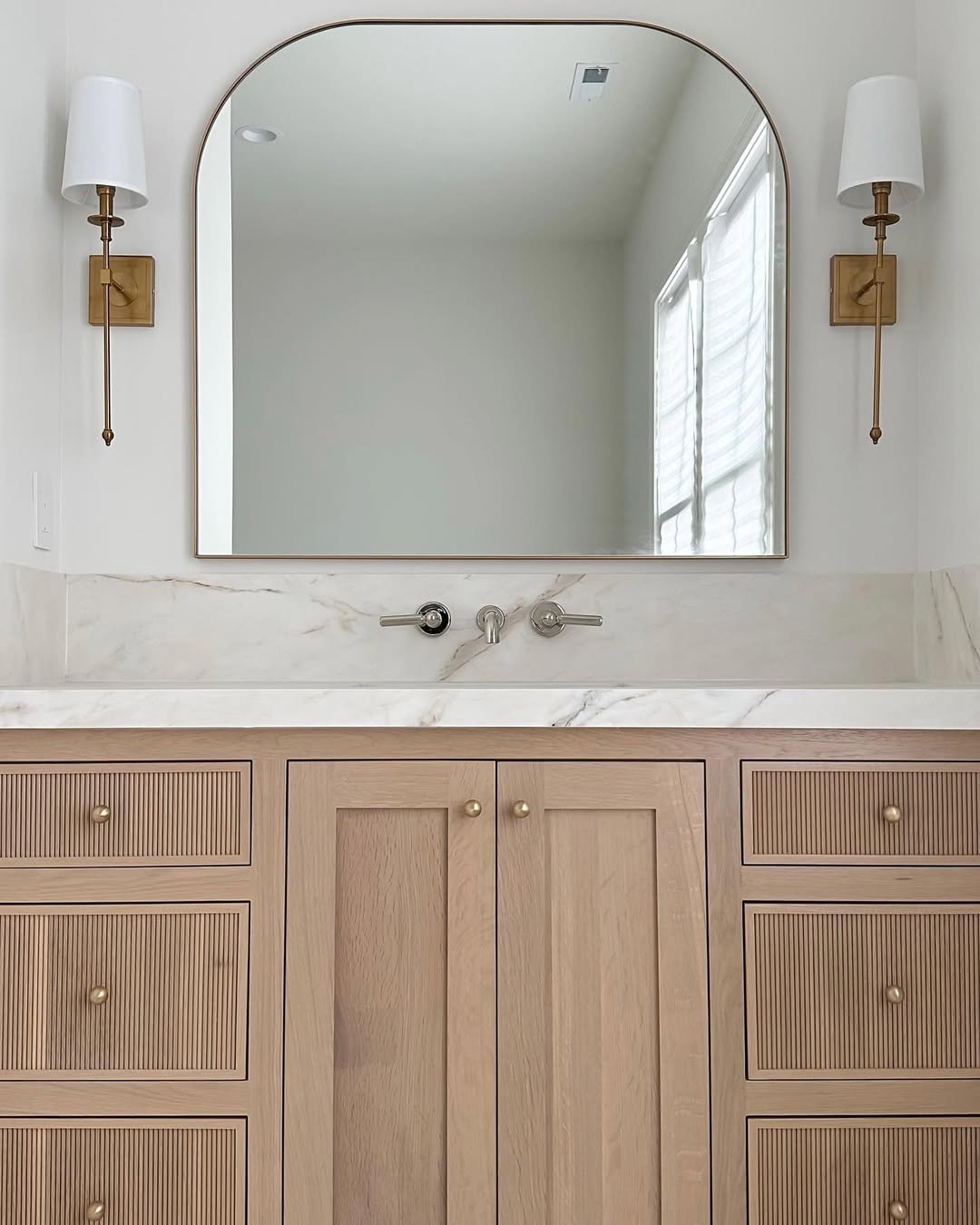 Marble and Fluted Oak Vanity