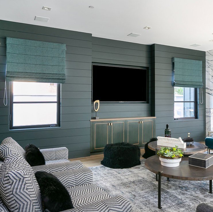 Media Room with Deep Green Walls