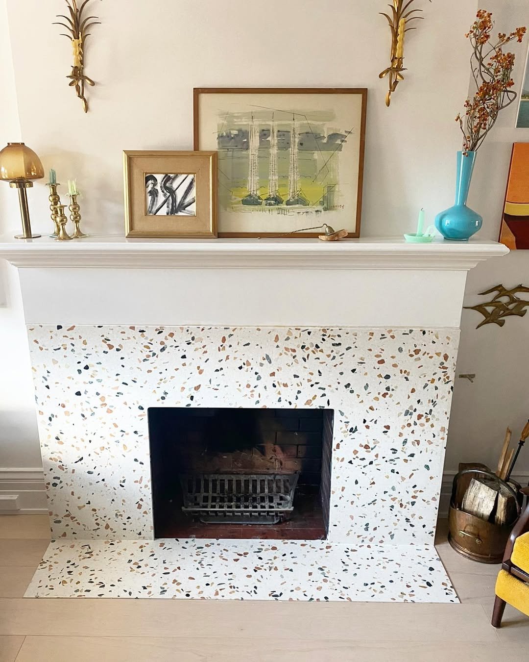 Mid-Century Terrazzo Fireplace