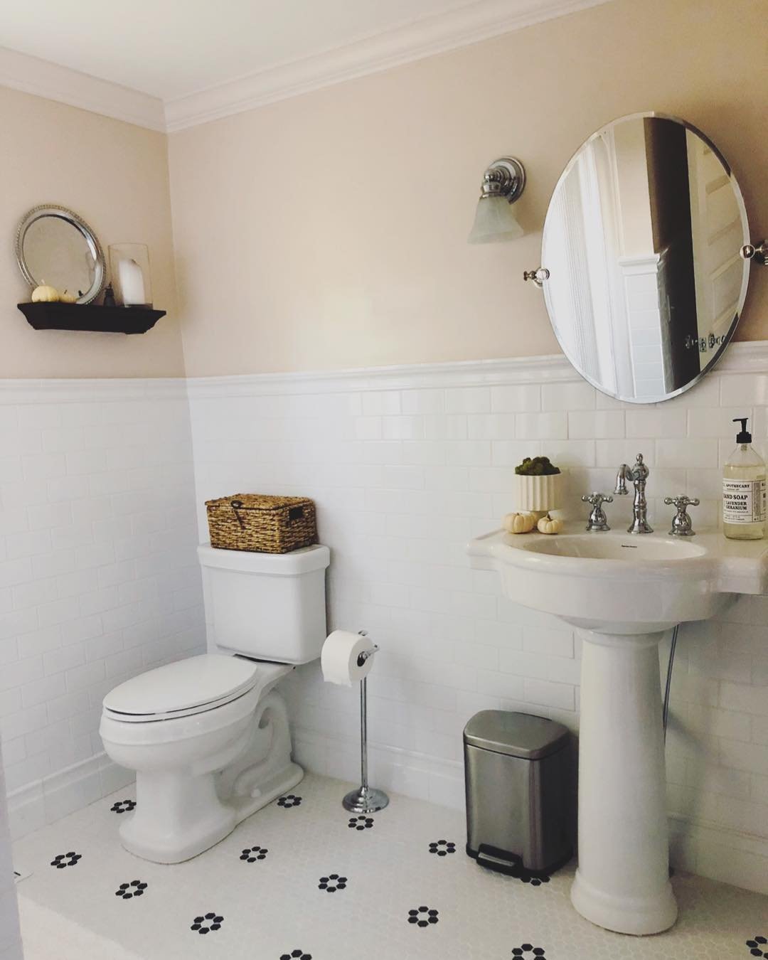 Mini Gourds by a Pedestal Sink