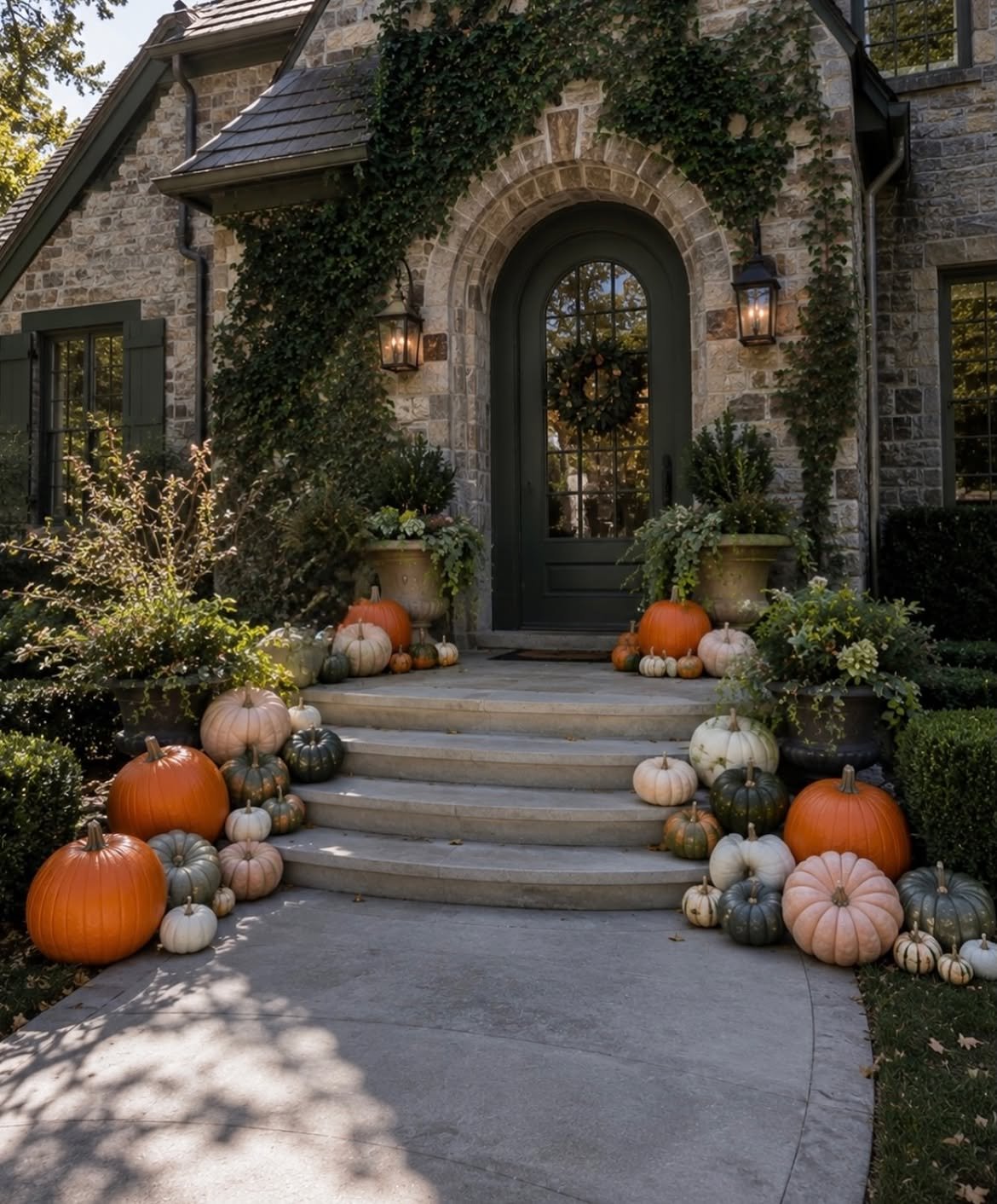Minimal Orange Pumpkin Palette on a Staircase