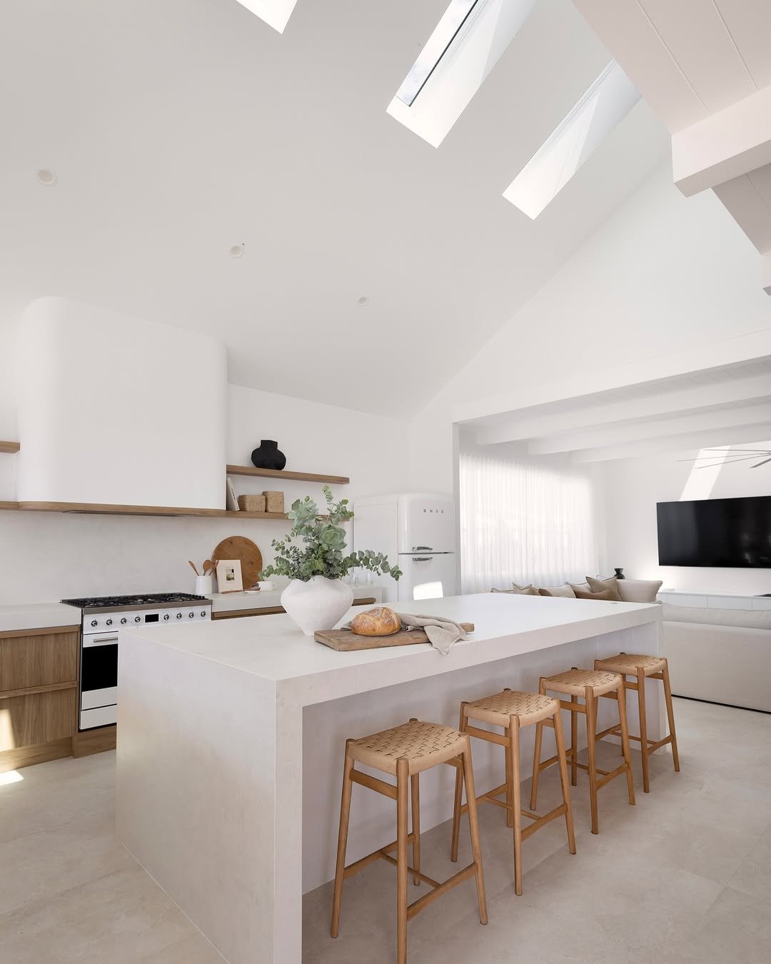 Minimalist all-white kitchen