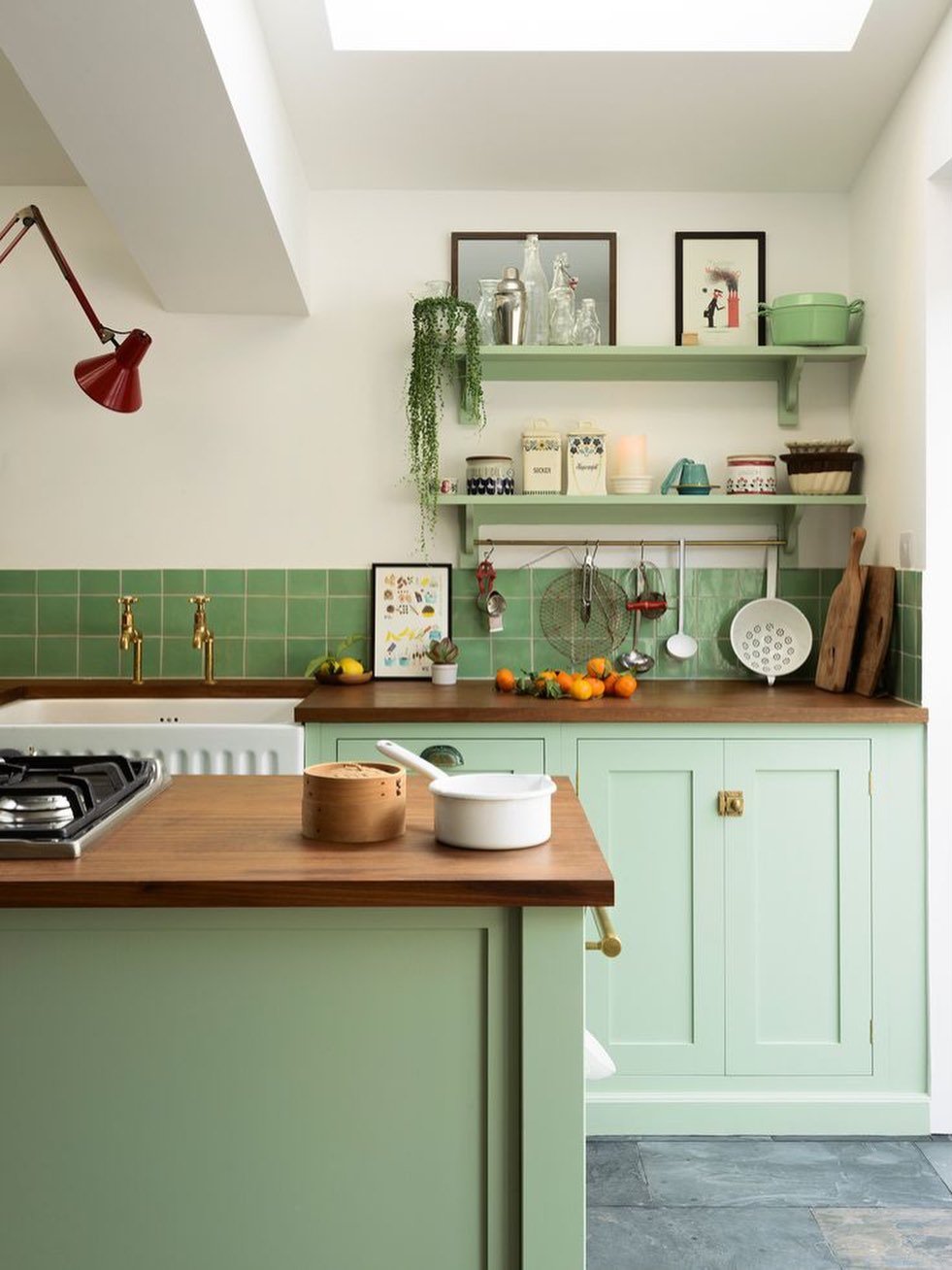 Mint Green Walnut Kitchen