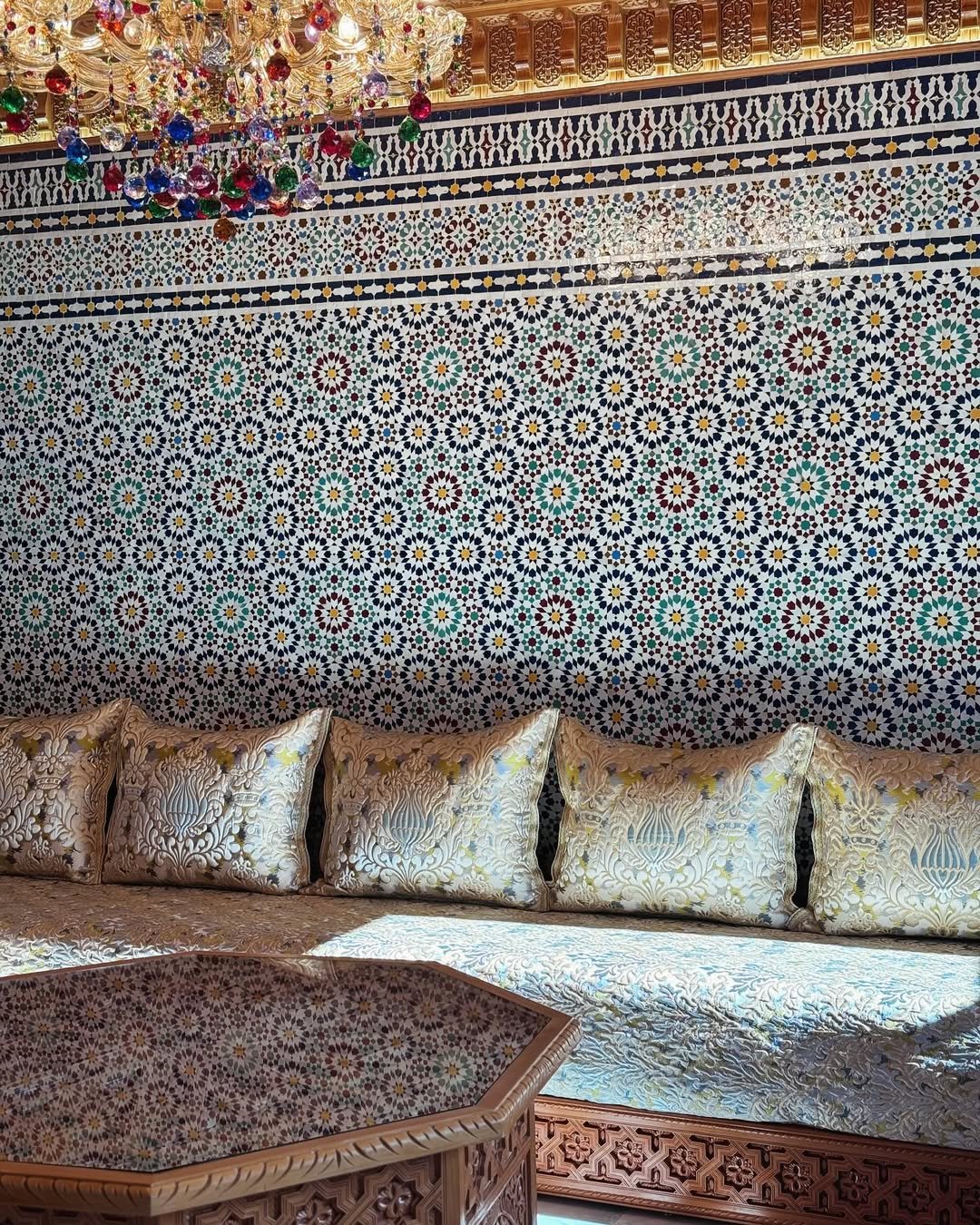 Mosaic Banquette with Jeweled Detail